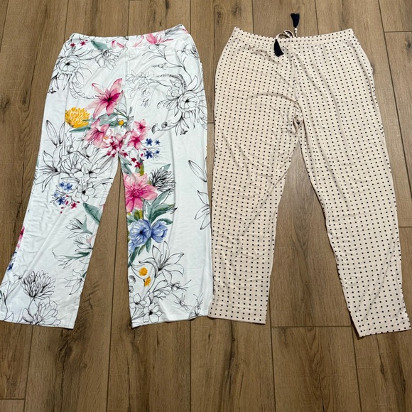 Soma Bundle of 2 Floral and Polka Dot Pajama Pants Size Large Lounge Comfy Light - Picture 2 of 12